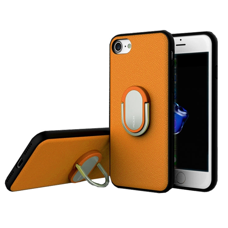 Rock for  iPhone 8 & 7  Antiskid Texture PU Surface + PC Protective Case with TPU Frame & Magnetic Metal Ring Holder