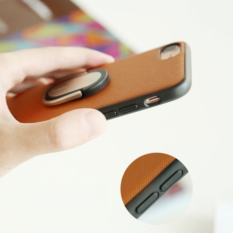 Rock for  iPhone 8 & 7  Antiskid Texture PU Surface + PC Protective Case with TPU Frame & Magnetic Metal Ring Holder