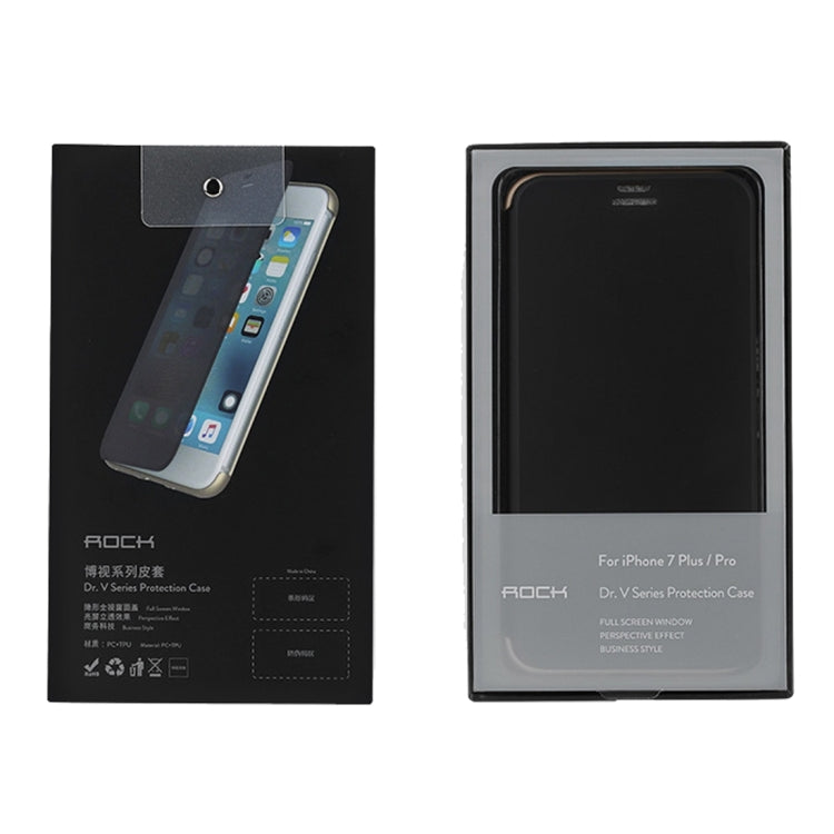 Rock Dr.V Series for iPhone 8 Business Style Ultrathin Flip Protective Case with Visible Front Cover & Call Display ID