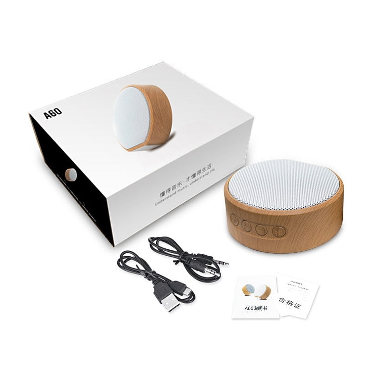 A60 Portable Wood Grain Wireless Bluetooth Speaker Mini Subwoofer Voice Box (White)