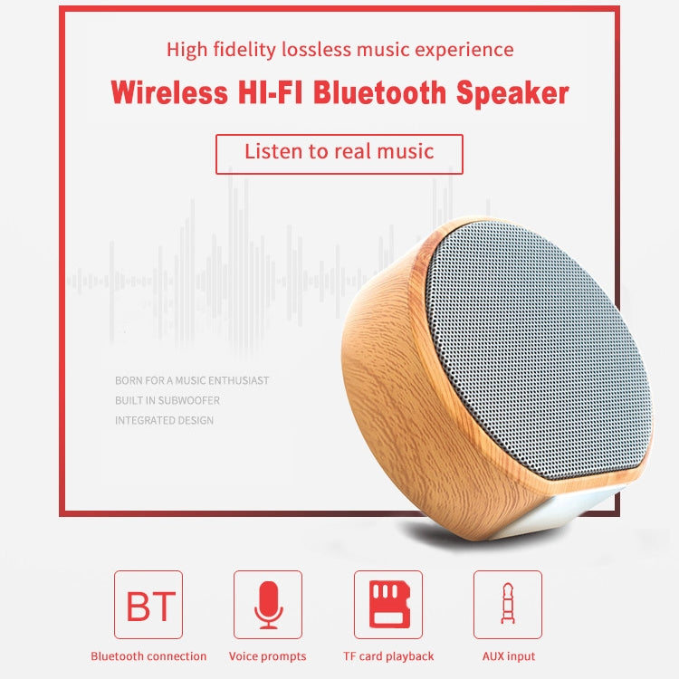 A60 Portable Wood Grain Wireless Bluetooth Speaker Mini Subwoofer Voice Box (White)