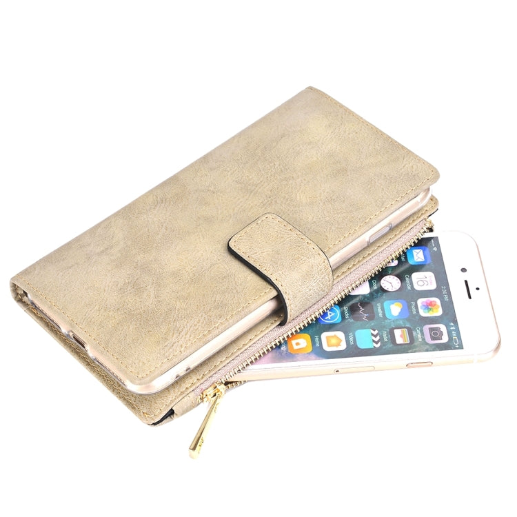 For  iPhone 8 & 7  Retro Style Crazy Horse Texture Horizontal Flip Leather Case with Separable Back Cover & Zip Fastener & Card Slot & Wallet & Magnetic Buckle