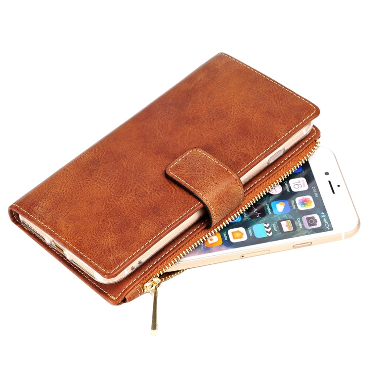 For  iPhone 8 & 7  Retro Style Crazy Horse Texture Horizontal Flip Leather Case with Separable Back Cover & Zip Fastener & Card Slot & Wallet & Magnetic Buckle