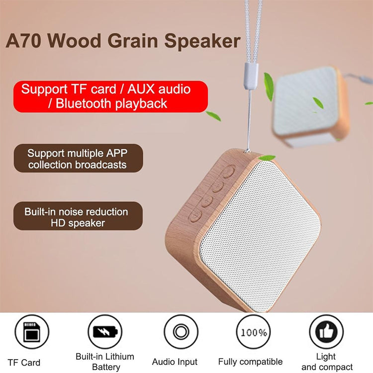 A70 Portable Wood Grain Wireless Bluetooth Speaker Mini Subwoofer Voice Box