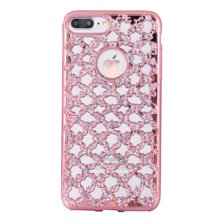 For  iPhone 8 & 7  Electroplating Hollowed-out Diamond Encrusted TPU Protective Case