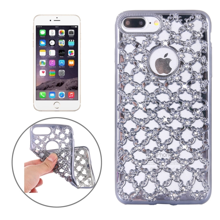 For  iPhone 8 & 7  Electroplating Hollowed-out Diamond Encrusted TPU Protective Case