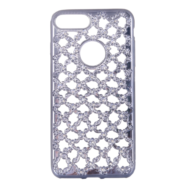 For  iPhone 8 & 7  Electroplating Hollowed-out Diamond Encrusted TPU Protective Case