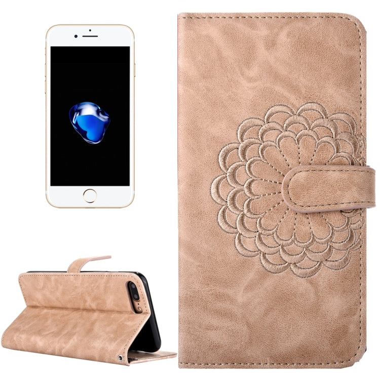 For  iPhone 8 & 7  Embroidery Flower Pattern Horizontal Flip Leather Case with Holder & Card Slots & Wallet & Photo Frame