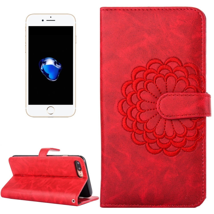 For  iPhone 8 & 7  Embroidery Flower Pattern Horizontal Flip Leather Case with Holder & Card Slots & Wallet & Photo Frame