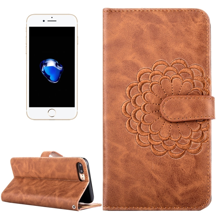 For  iPhone 8 & 7  Embroidery Flower Pattern Horizontal Flip Leather Case with Holder & Card Slots & Wallet & Photo Frame