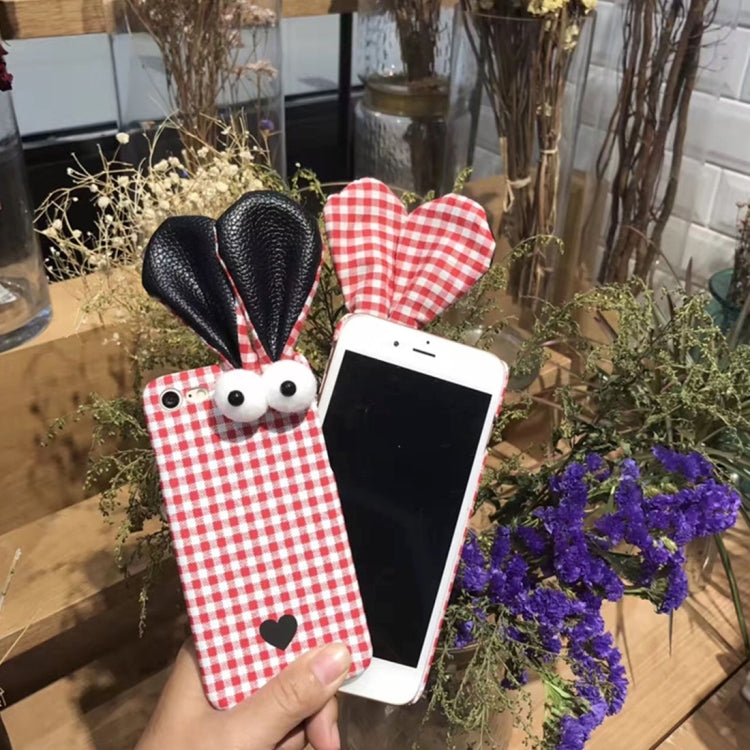 For  iPhone 8 & 7  Rabbit ears Grid Pattern PC Protective Case