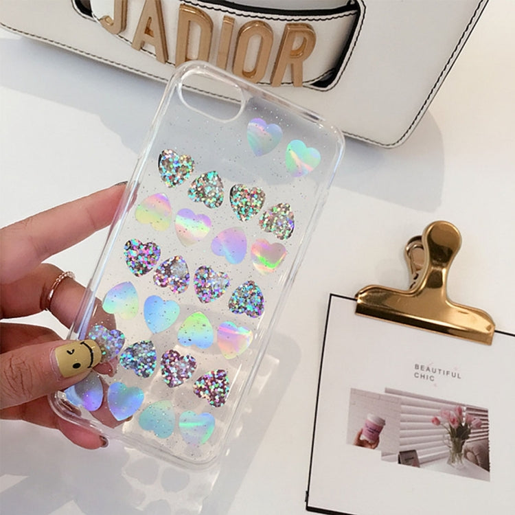 For  iPhone 8 & 7  3D Glitter Powder Sequins Love Pattern Protective Case