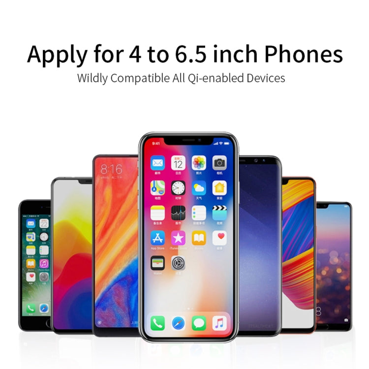 OCUBE O-C02 QC2.0 / QC3.0 Wireless Charger Car Air Outlet Holder Charger,Support 4 inch to 6.5 inch Phones, For iPhone, Galaxy, Nokia, Miui, LG and Other QI Standard Smart Phones