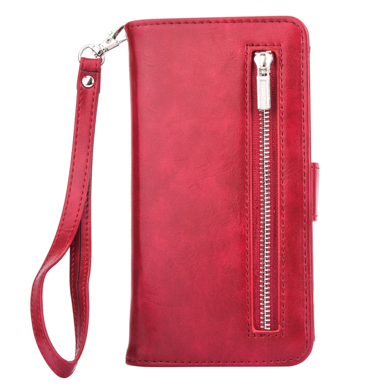 For iPhone SE 2020 & 8 & 7 Crazy Horse Texture Zipper Horizontal Flip Leather Case with Detachable Back Protective Case & Card Slots & Photo Frame & Lanyard & Wallet