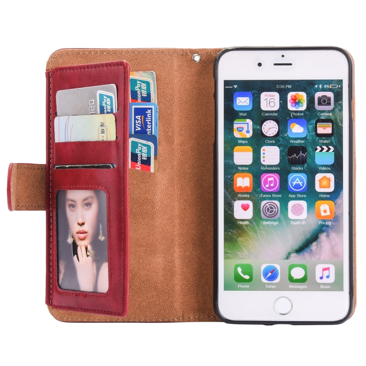 For iPhone SE 2020 & 8 & 7 Crazy Horse Texture Zipper Horizontal Flip Leather Case with Detachable Back Protective Case & Card Slots & Photo Frame & Lanyard & Wallet