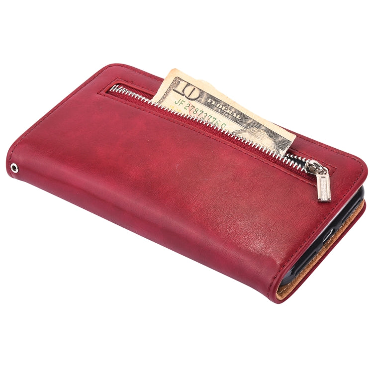 For iPhone SE 2020 & 8 & 7 Crazy Horse Texture Zipper Horizontal Flip Leather Case with Detachable Back Protective Case & Card Slots & Photo Frame & Lanyard & Wallet