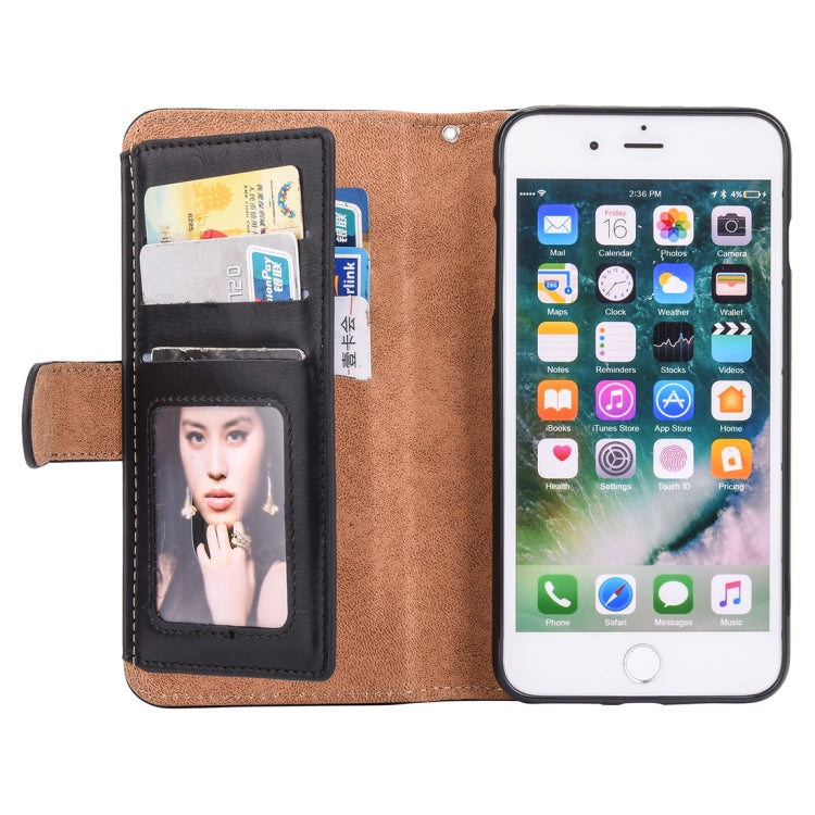 For iPhone SE 2020 & 8 & 7 Crazy Horse Texture Zipper Horizontal Flip Leather Case with Detachable Back Protective Case & Card Slots & Photo Frame & Lanyard & Wallet