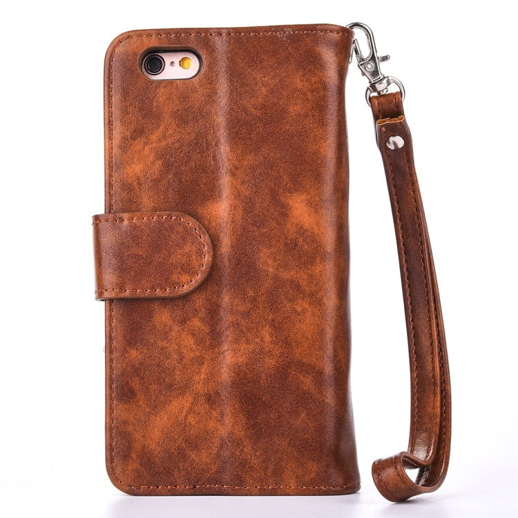 For iPhone SE 2020 & 8 & 7 Crazy Horse Texture Zipper Horizontal Flip Leather Case with Detachable Back Protective Case & Card Slots & Photo Frame & Lanyard & Wallet