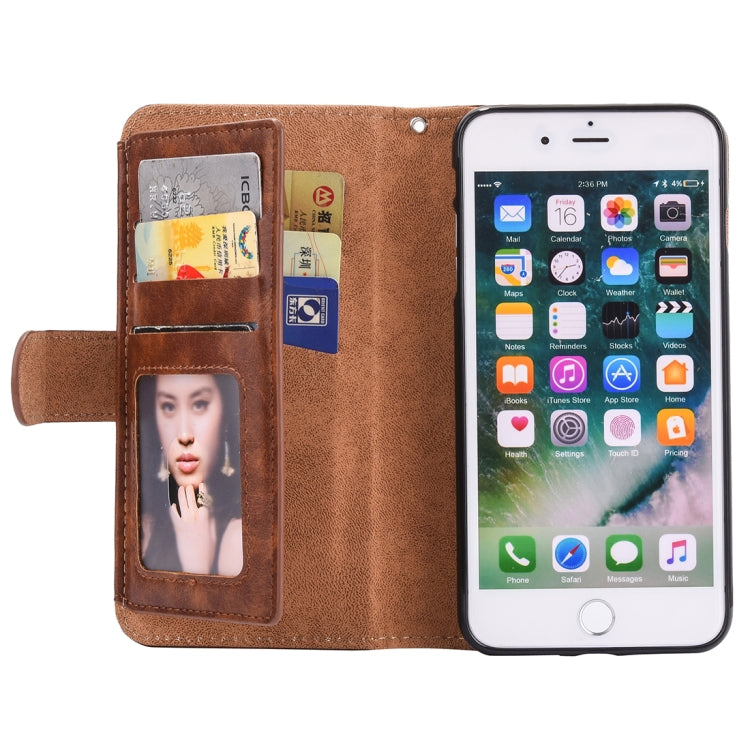 For iPhone SE 2020 & 8 & 7 Crazy Horse Texture Zipper Horizontal Flip Leather Case with Detachable Back Protective Case & Card Slots & Photo Frame & Lanyard & Wallet