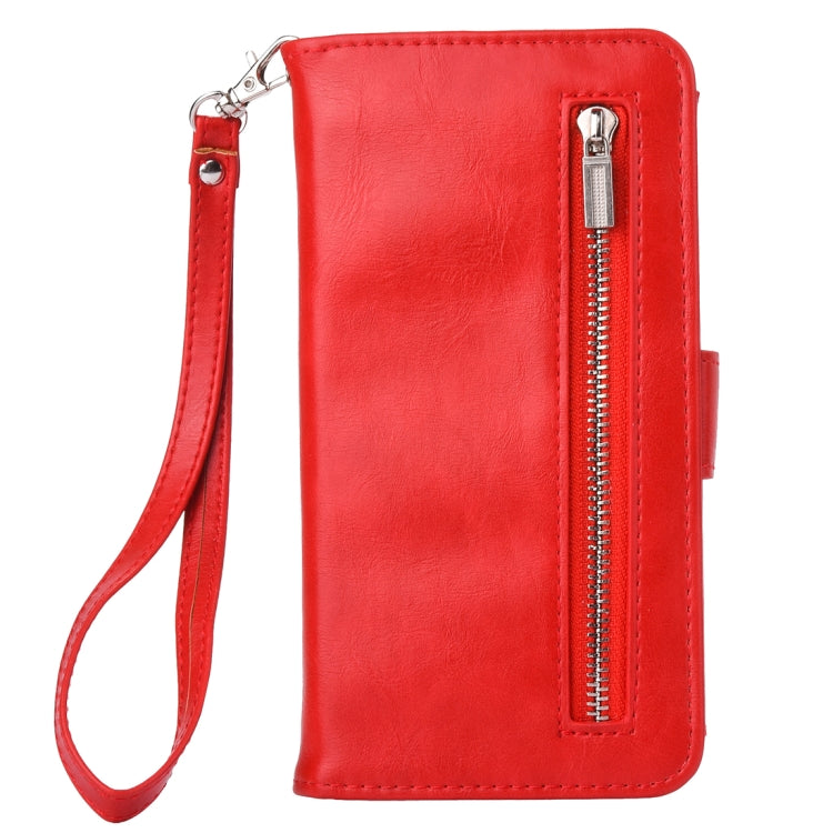 For iPhone SE 2020 & 8 & 7 Crazy Horse Texture Zipper Horizontal Flip Leather Case with Detachable Back Protective Case & Card Slots & Photo Frame & Lanyard & Wallet