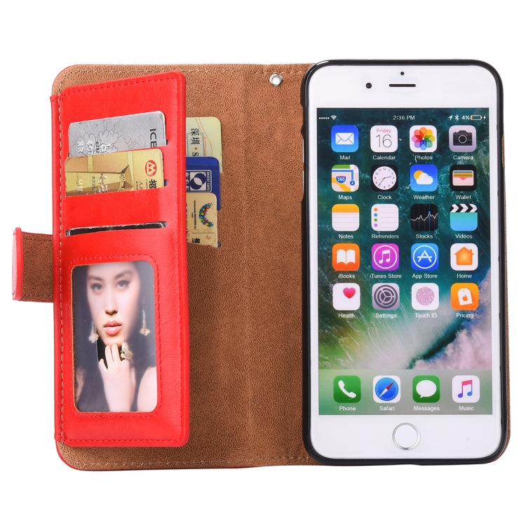 For iPhone SE 2020 & 8 & 7 Crazy Horse Texture Zipper Horizontal Flip Leather Case with Detachable Back Protective Case & Card Slots & Photo Frame & Lanyard & Wallet