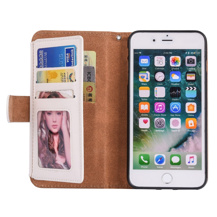 For iPhone SE 2020 & 8 & 7 Crazy Horse Texture Zipper Horizontal Flip Leather Case with Detachable Back Protective Case & Card Slots & Photo Frame & Lanyard & Wallet
