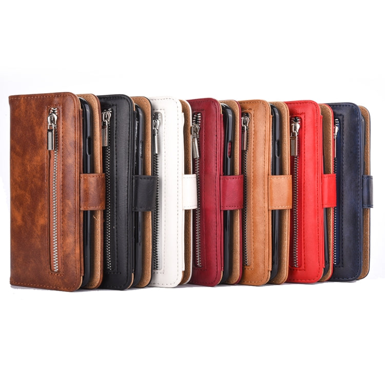 For iPhone SE 2020 & 8 & 7 Crazy Horse Texture Zipper Horizontal Flip Leather Case with Detachable Back Protective Case & Card Slots & Photo Frame & Lanyard & Wallet