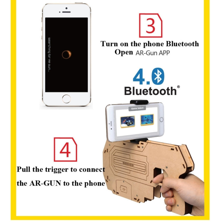 Bluetooth 4.0 Phone Stand Holder Design Wooden Large AR Gun Toys VR Games 3D AR Gamepad for iOS & Android Smartphones