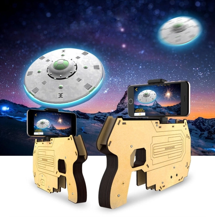 Bluetooth 4.0 Phone Stand Holder Design Wooden Large AR Gun Toys VR Games 3D AR Gamepad for iOS & Android Smartphones