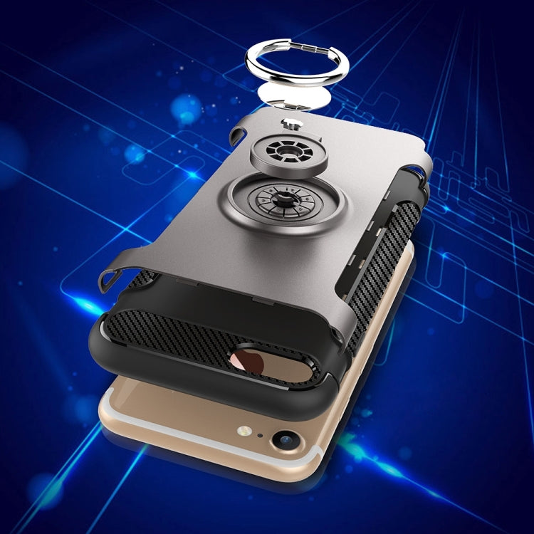 For  iPhone 8 & 7  Phone Ring Armor TPU + PC 360 Degrees Rotation Magnetic Phone Ring Stent Combination Case