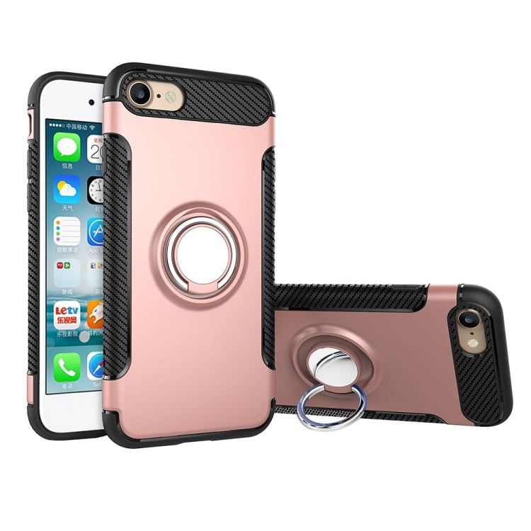 For  iPhone 8 & 7  Phone Ring Armor TPU + PC 360 Degrees Rotation Magnetic Phone Ring Stent Combination Case