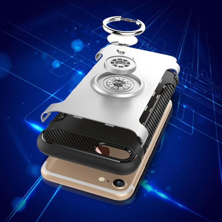 For  iPhone 8 & 7  Phone Ring Armor TPU + PC 360 Degrees Rotation Magnetic Phone Ring Stent Combination Case