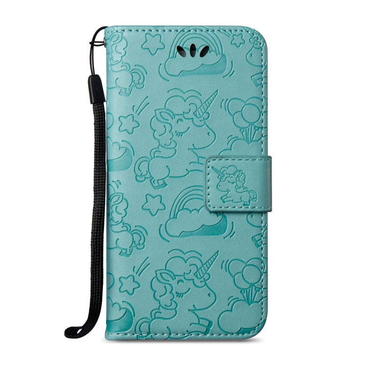 For iPhone SE 2020 & 8 & 7 Embossed Horse Cloud Print Horizontal Flip Leather Case with Holder & Card Slots & Wallet & Lanyard