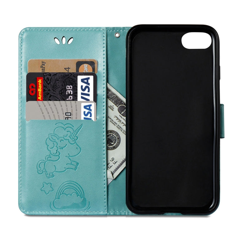 For iPhone SE 2020 & 8 & 7 Embossed Horse Cloud Print Horizontal Flip Leather Case with Holder & Card Slots & Wallet & Lanyard