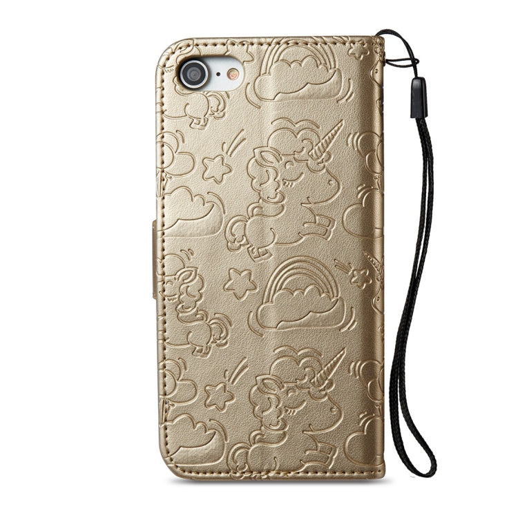 For iPhone SE 2020 & 8 & 7 Embossed Horse Cloud Print Horizontal Flip Leather Case with Holder & Card Slots & Wallet & Lanyard