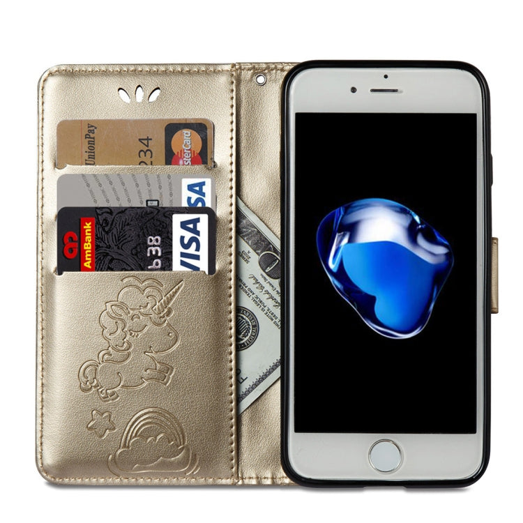 For iPhone SE 2020 & 8 & 7 Embossed Horse Cloud Print Horizontal Flip Leather Case with Holder & Card Slots & Wallet & Lanyard