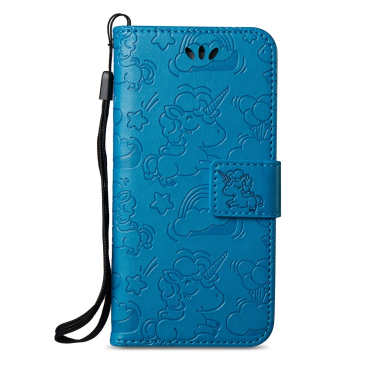 For iPhone SE 2020 & 8 & 7 Embossed Horse Cloud Print Horizontal Flip Leather Case with Holder & Card Slots & Wallet & Lanyard