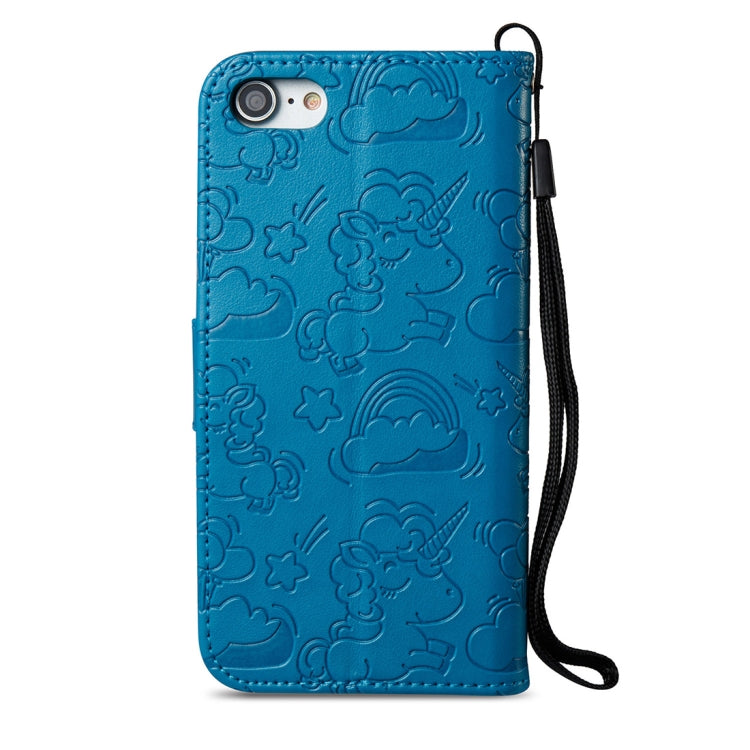 For iPhone SE 2020 & 8 & 7 Embossed Horse Cloud Print Horizontal Flip Leather Case with Holder & Card Slots & Wallet & Lanyard