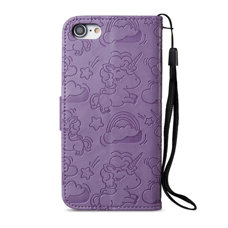 For iPhone SE 2020 & 8 & 7 Embossed Horse Cloud Print Horizontal Flip Leather Case with Holder & Card Slots & Wallet & Lanyard