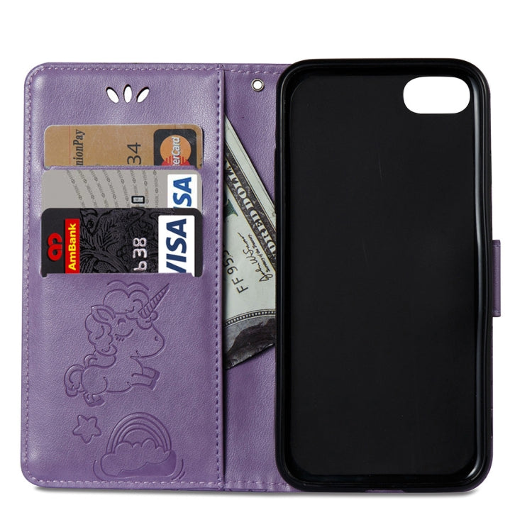 For iPhone SE 2020 & 8 & 7 Embossed Horse Cloud Print Horizontal Flip Leather Case with Holder & Card Slots & Wallet & Lanyard
