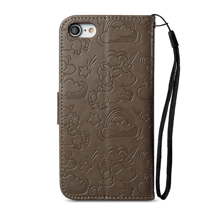 For iPhone SE 2020 & 8 & 7 Embossed Horse Cloud Print Horizontal Flip Leather Case with Holder & Card Slots & Wallet & Lanyard