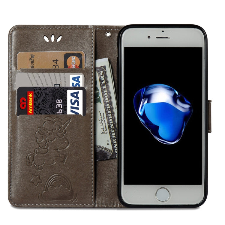 For iPhone SE 2020 & 8 & 7 Embossed Horse Cloud Print Horizontal Flip Leather Case with Holder & Card Slots & Wallet & Lanyard