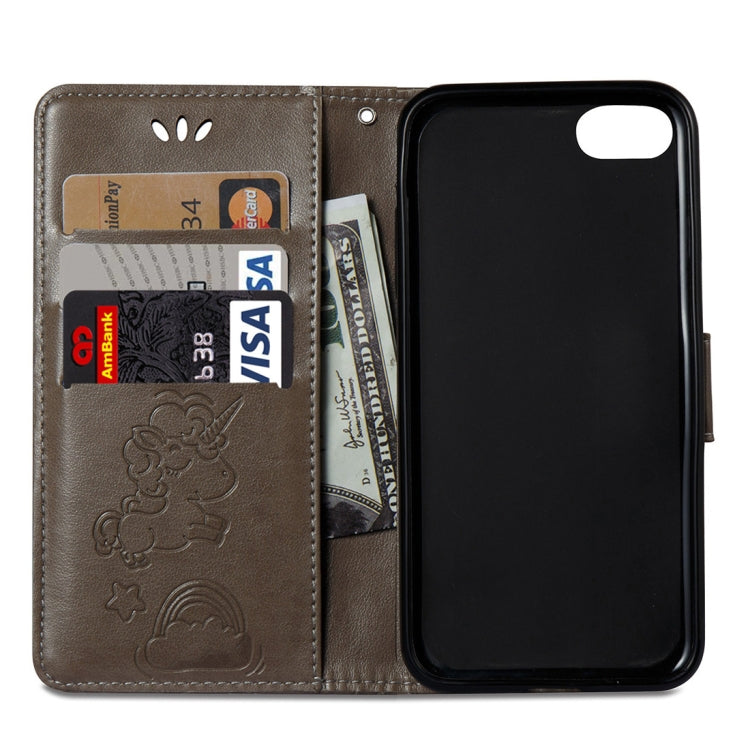 For iPhone SE 2020 & 8 & 7 Embossed Horse Cloud Print Horizontal Flip Leather Case with Holder & Card Slots & Wallet & Lanyard