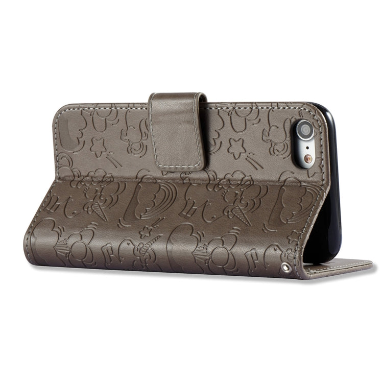 For iPhone SE 2020 & 8 & 7 Embossed Horse Cloud Print Horizontal Flip Leather Case with Holder & Card Slots & Wallet & Lanyard
