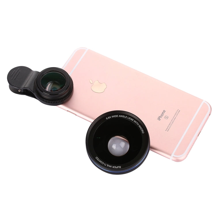 Universal 0.6X Wide Angle Lens + Macro Lens with Metal Clip, For iPhone, Samsung, HTC, Sony, Huawei, Xiaomi, Meizu