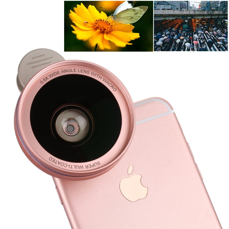 Universal 0.6X Wide Angle Lens + Macro Lens with Metal Clip, For iPhone, Samsung, HTC, Sony, Huawei, Xiaomi, Meizu