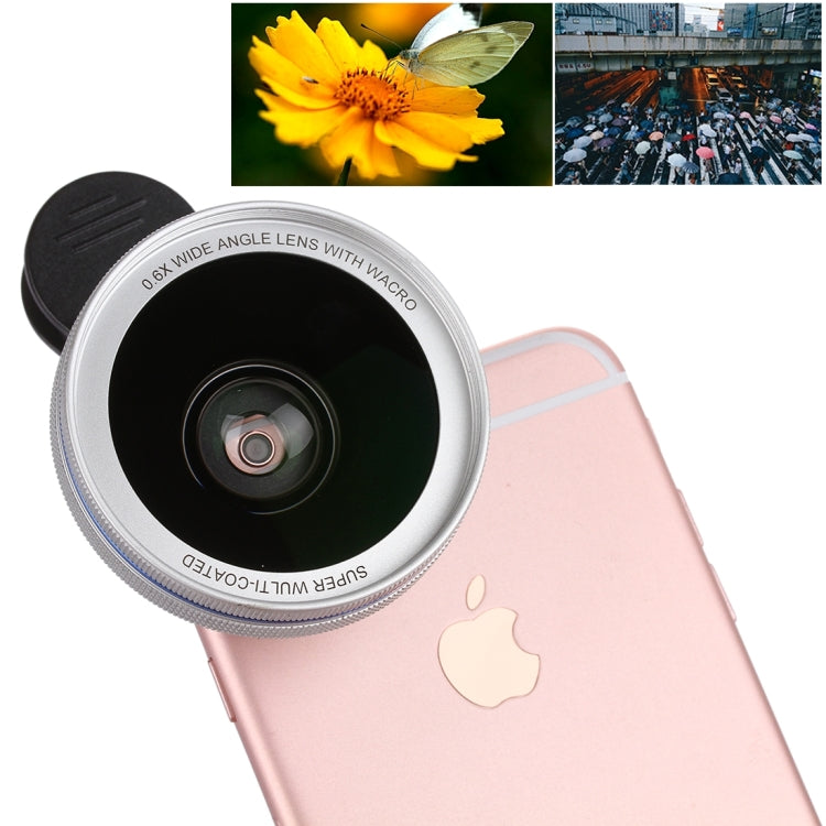 Universal 0.6X Wide Angle Lens + Macro Lens with Metal Clip, For iPhone, Samsung, HTC, Sony, Huawei, Xiaomi, Meizu