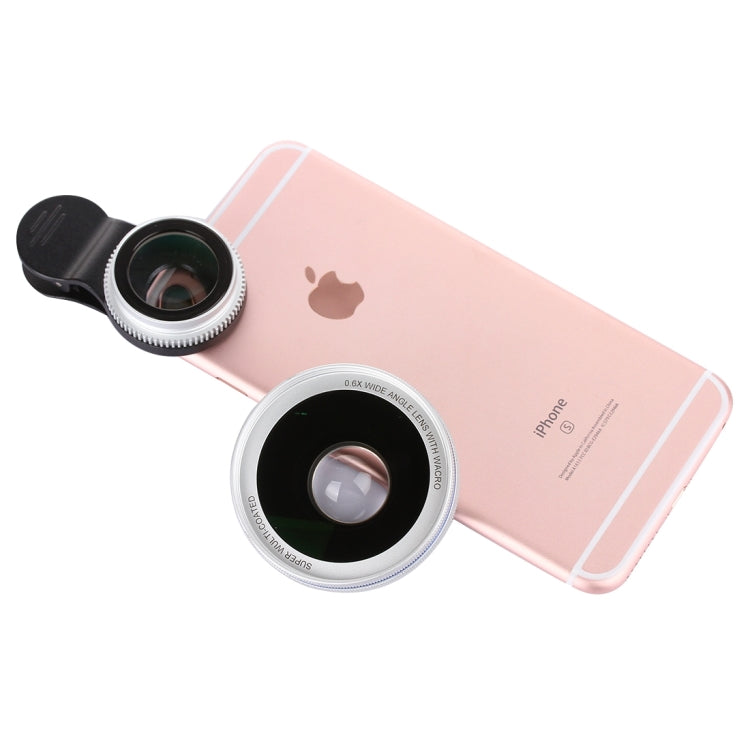 Universal 0.6X Wide Angle Lens + Macro Lens with Metal Clip, For iPhone, Samsung, HTC, Sony, Huawei, Xiaomi, Meizu