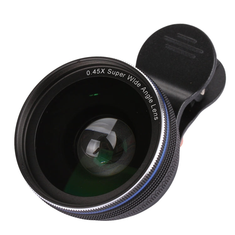 Universal 0.45X Wide Angle Lens + Macro Lens with Metal Clip, For iPhone, Samsung, HTC, Sony, Huawei, Xiaomi, Meizu(Black)