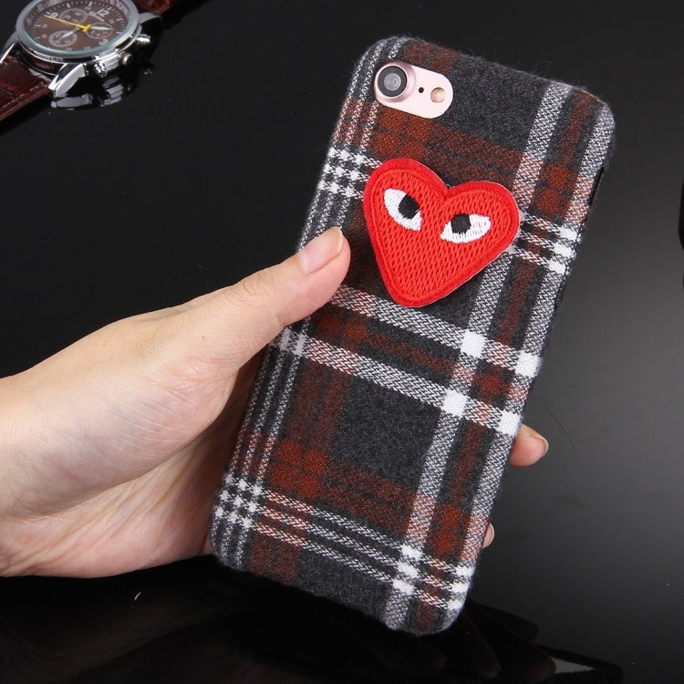 For  iPhone 8 & 7  Lattice Love Heart Pattern Plush Cloth PC Protective Case